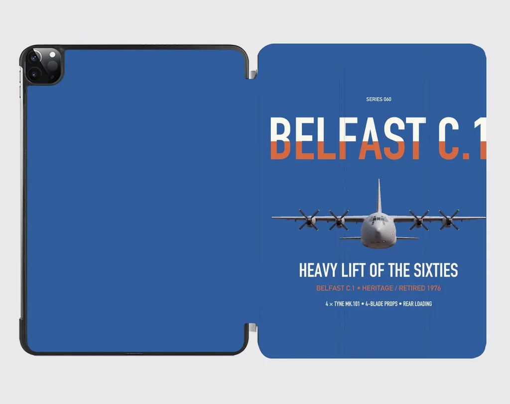 Short Belfast C.1 design on blue ipad tablet case