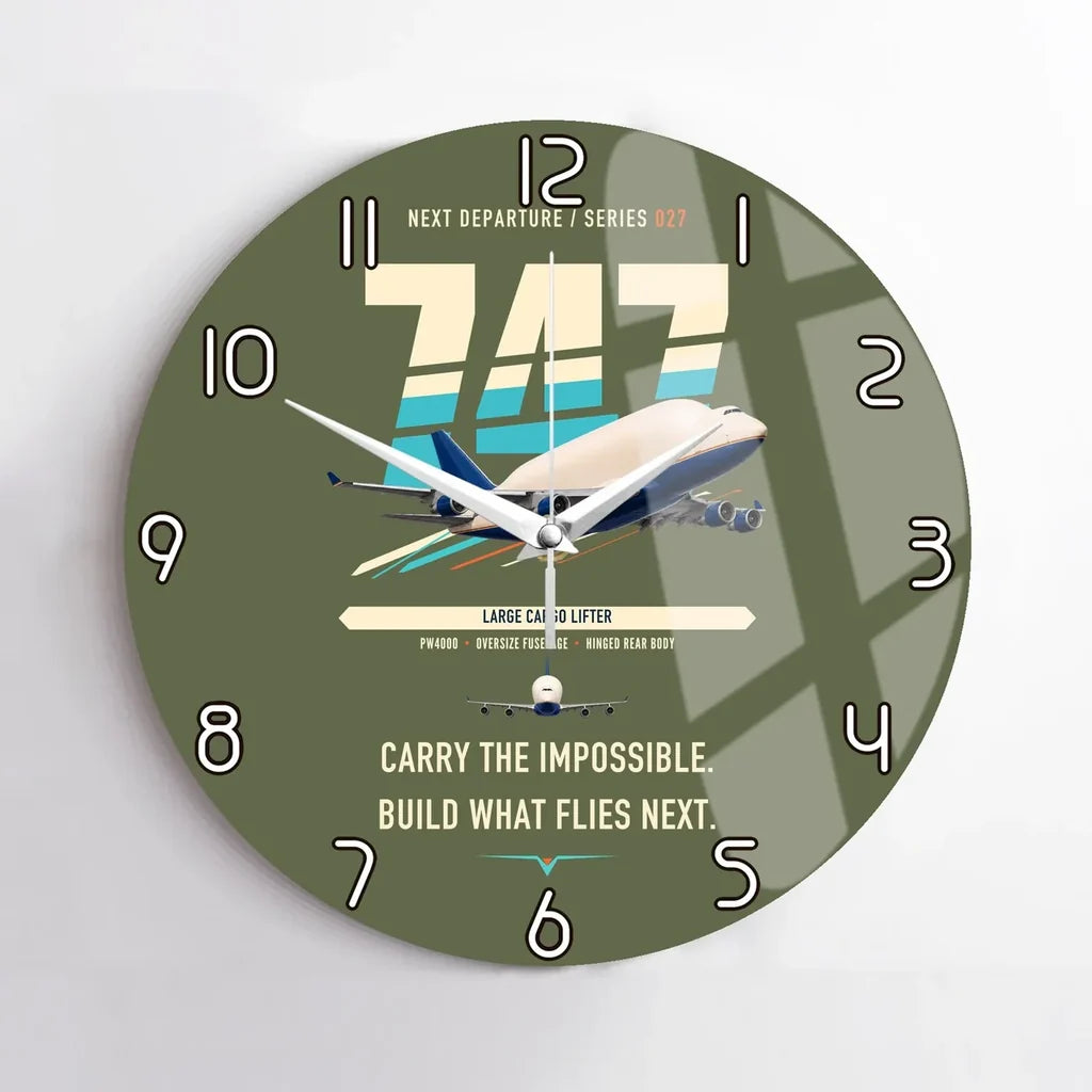 Boeing 747-400 Dreamlifter design on green army no frame wall clock