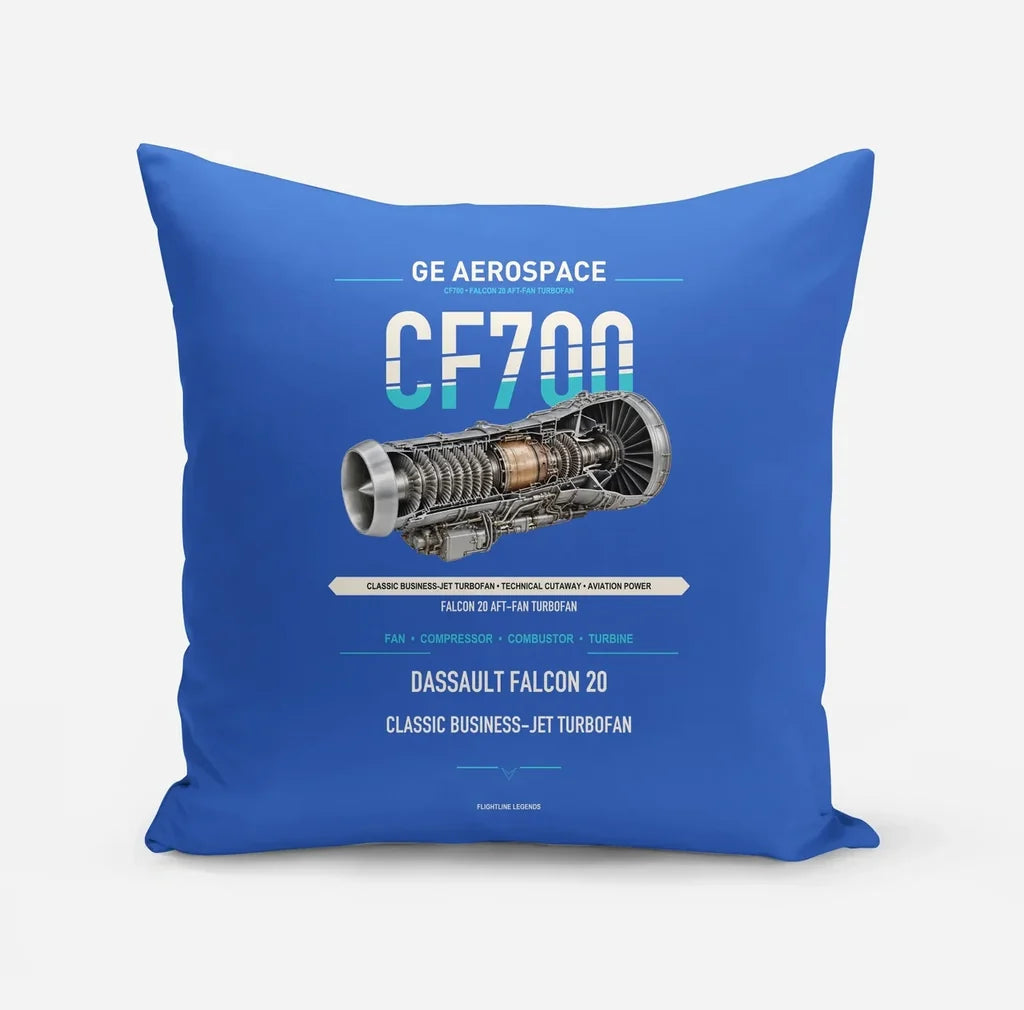 CF700 design on blue pillow