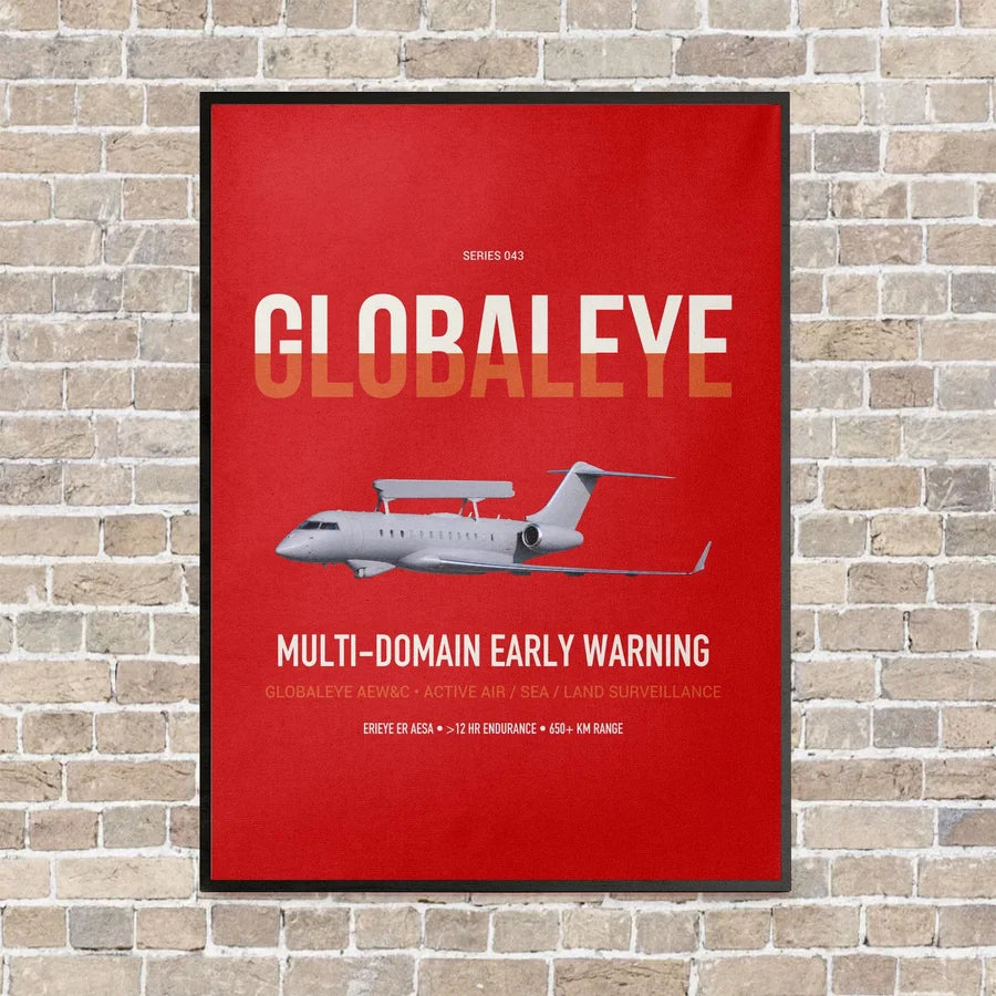 Saab GlobalEye vertical canvas print - framed - red background