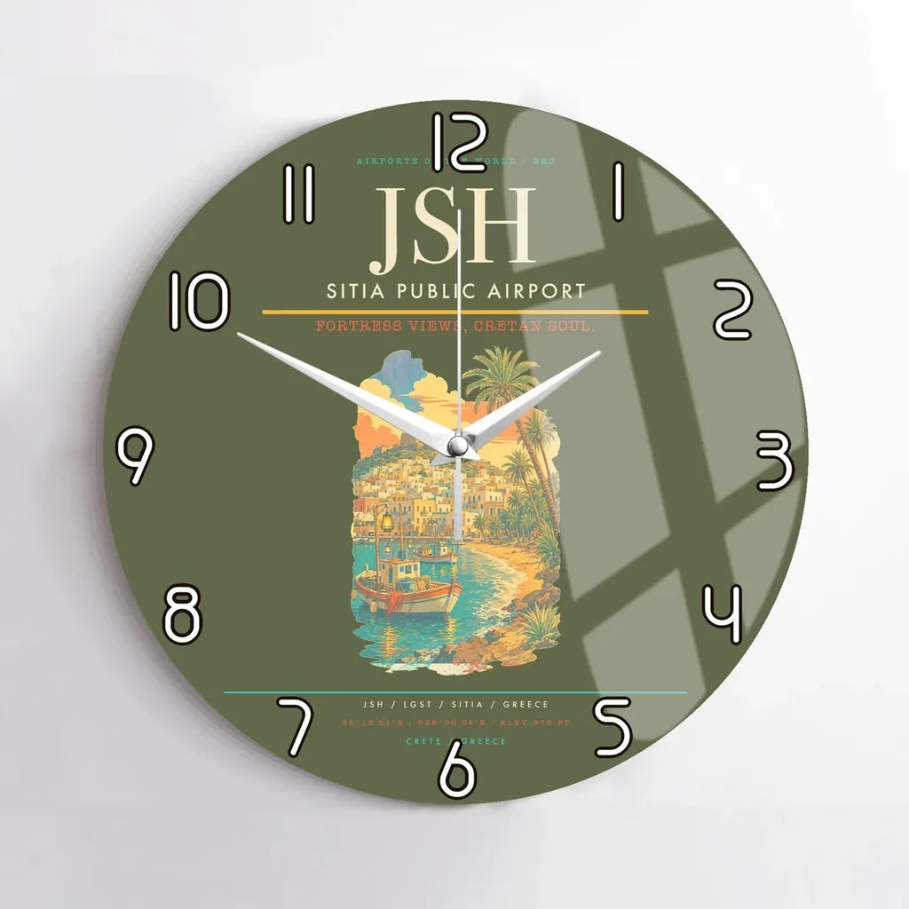 Sitia Public Airport (JSH) design on green army no frame wall clock
