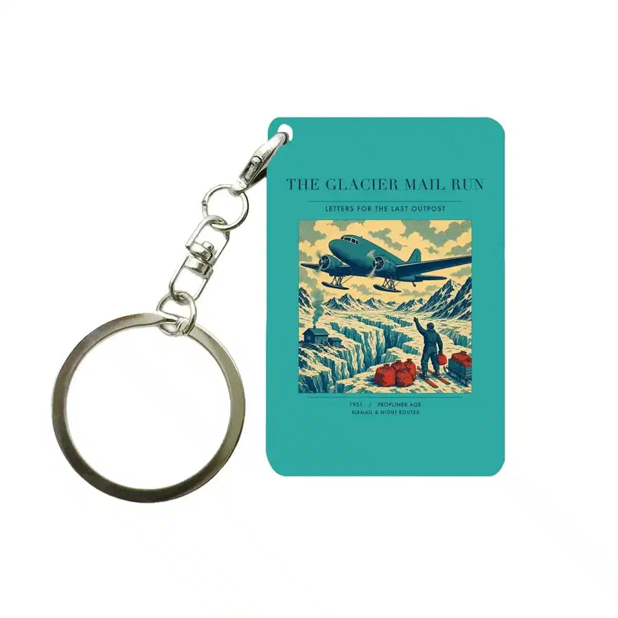 VINTAGE G4153 - The Glacier Mail Run - Designed Key Chain design on turquoise