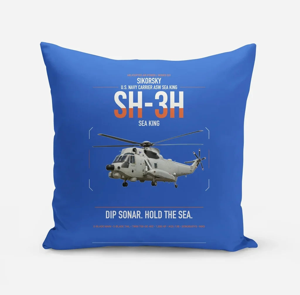 Sikorsky SH-3H Sea King design on blue pillow
