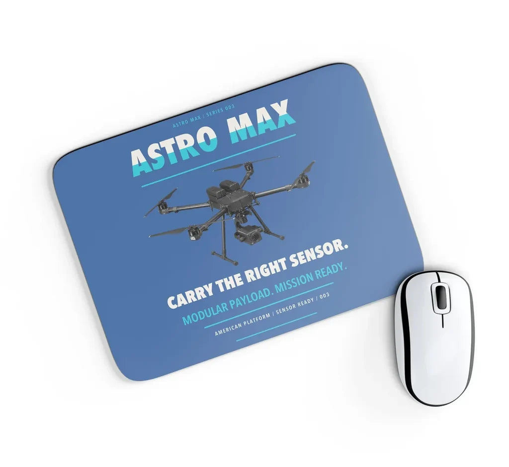 Freefly Astro Max design on blue rectangle mouse pad