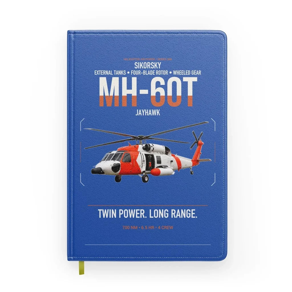 Sikorsky MH-60T Jayhawk design on blue notebook