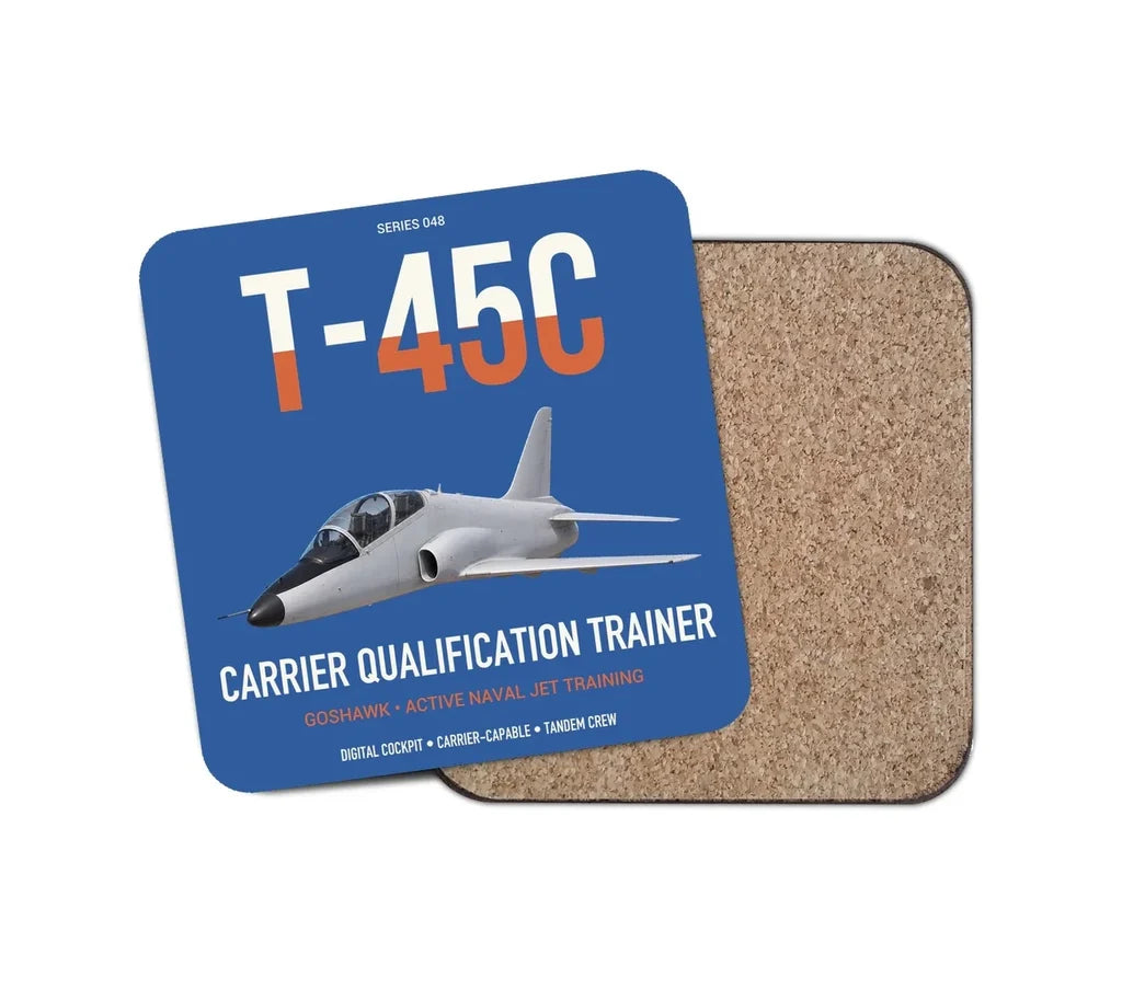 T-45C Goshawk design on blue 1 piece coaster