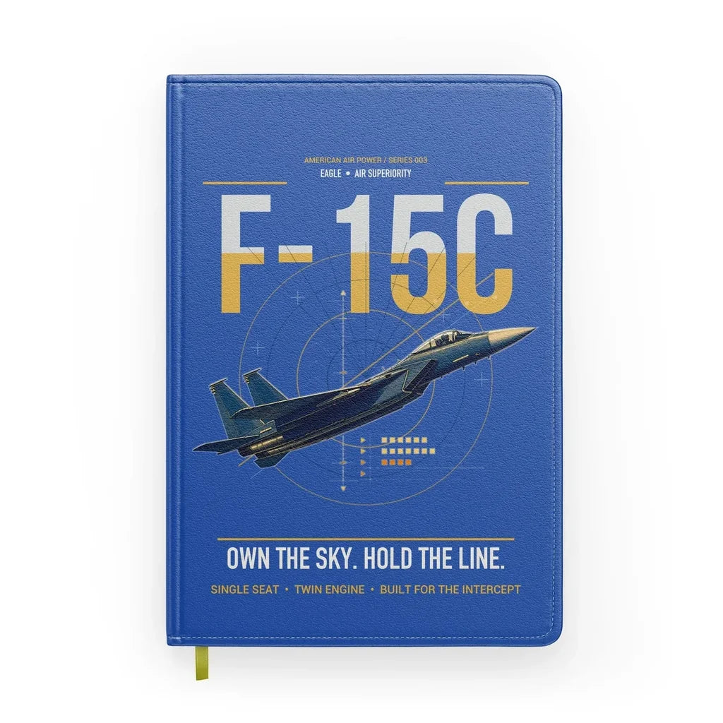 F-15C Eagle design on blue notebook