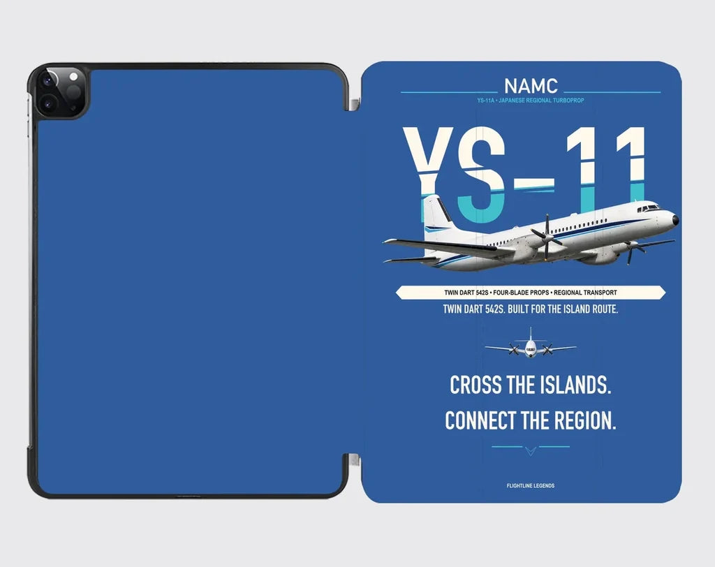 NAMC YS-11A design on blue ipad tablet case