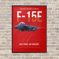 Thumbnail for F-15E Strike Eagle Deep Strike Any Weather vertical canvas print - framed - red background
