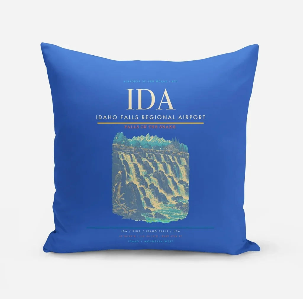 Idaho Falls Regional Airport (IDA) design on blue pillow