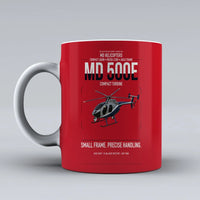 Thumbnail for MD Helicopters MD 500E design on red ceramic mug, double-side print