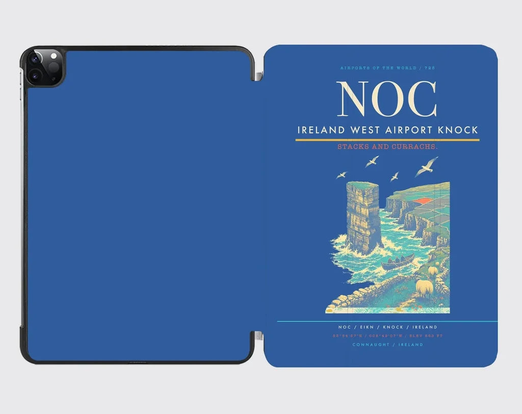 Ireland West Airport Knock (NOC) design on blue ipad tablet case