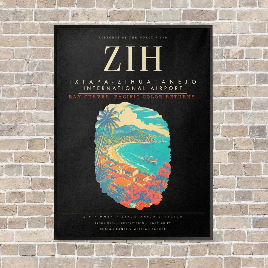 Ixtapa-Zihuatanejo International Airport ZIH - Canvas Framed - Black