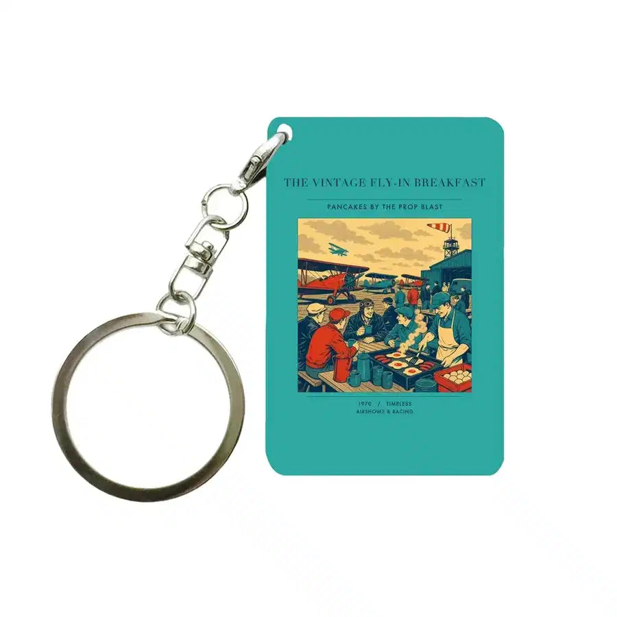 VINTAGE G4487 - The Vintage Fly-In Breakfast - Designed Key Chain design on turquoise