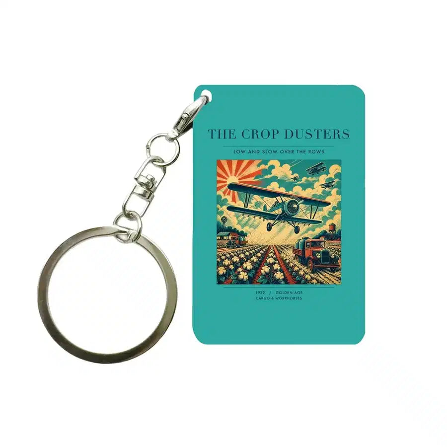 VINTAGE G4027 - The Crop Dusters - Designed Key Chain design on turquoise