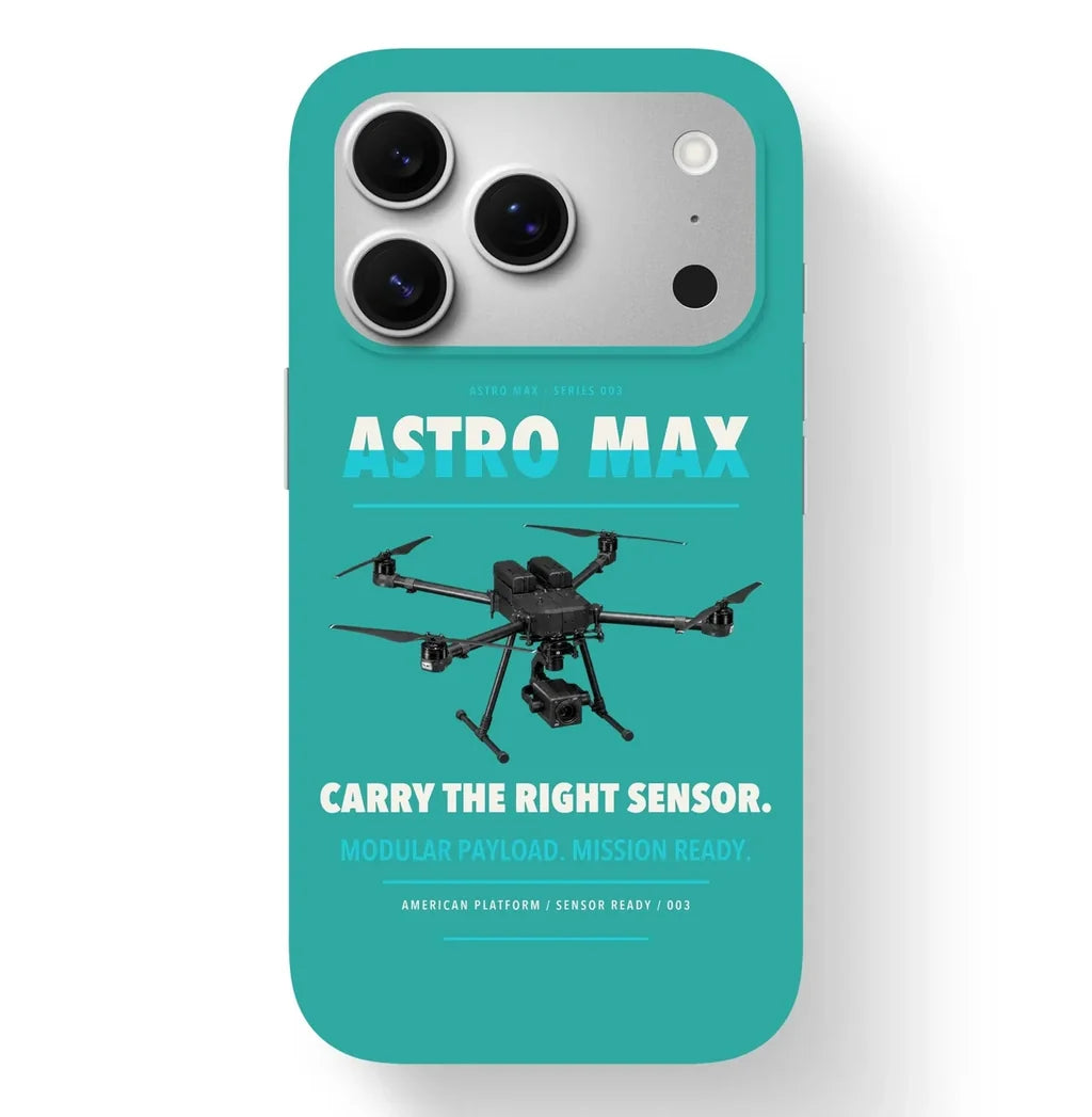 Freefly Astro Max Case design on turquoise iphone case