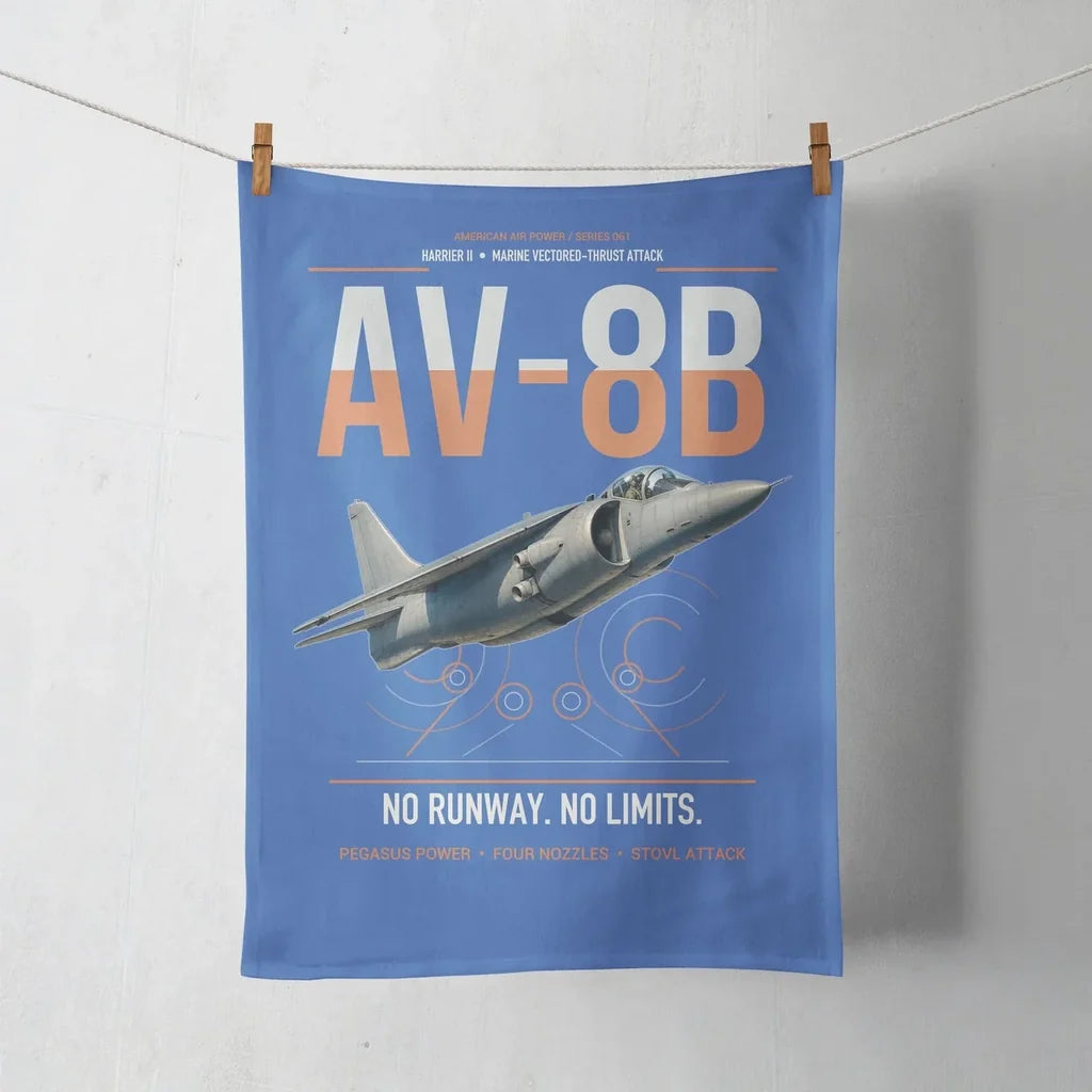 AV-8B Harrier II design on blue towel