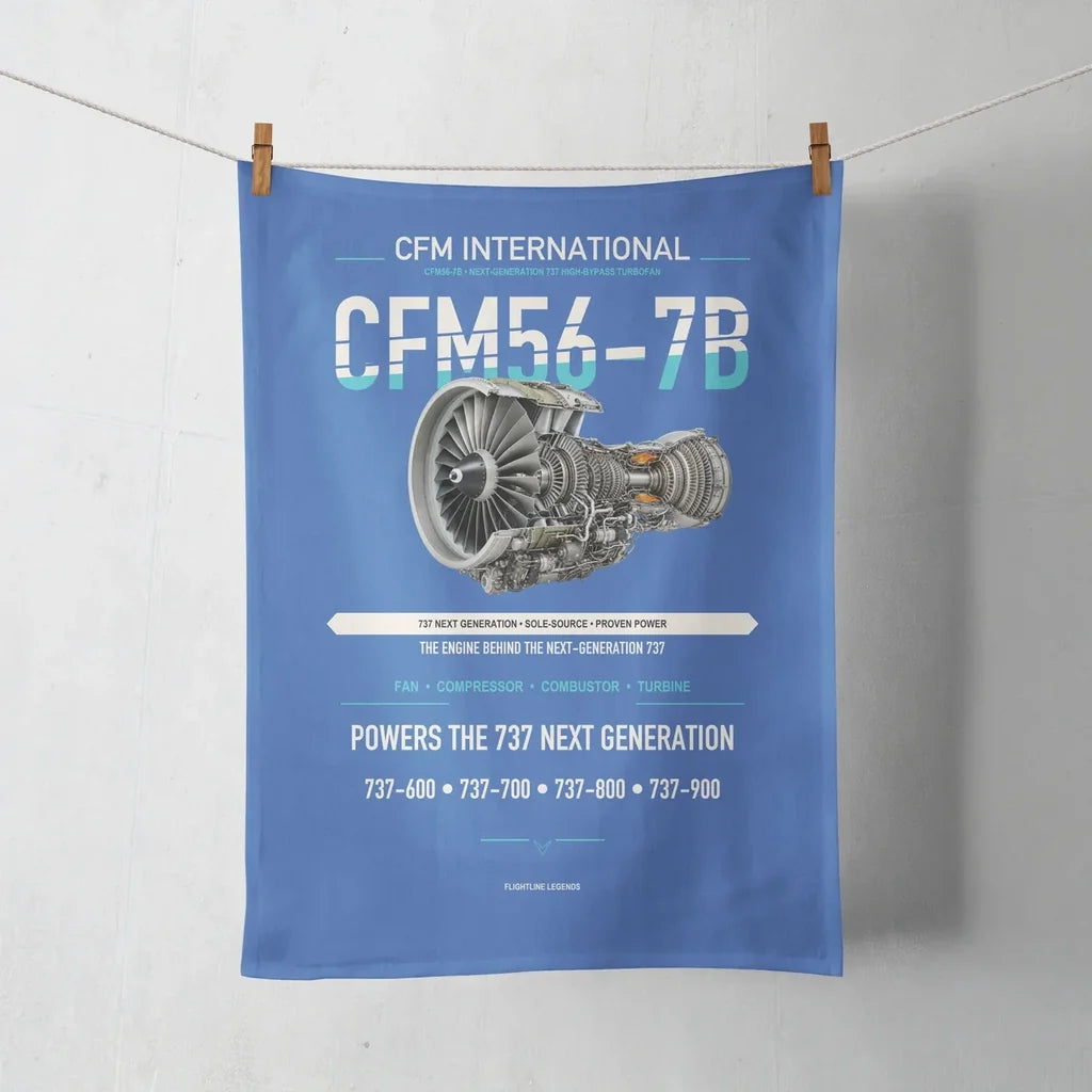 CFM56-7B design on blue towel