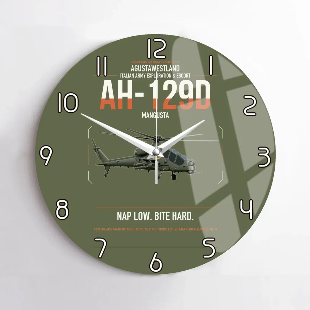 AgustaWestland AH-129D Mangusta design on green army no frame wall clock