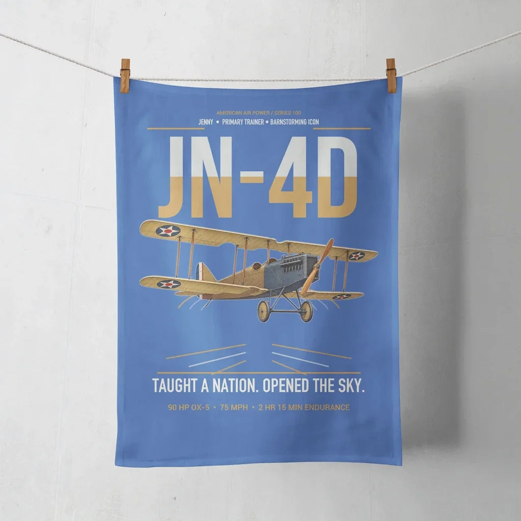 Curtiss JN-4D Jenny design on blue towel