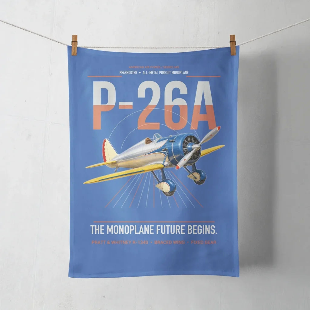 Boeing P-26A Peashooter design on blue towel