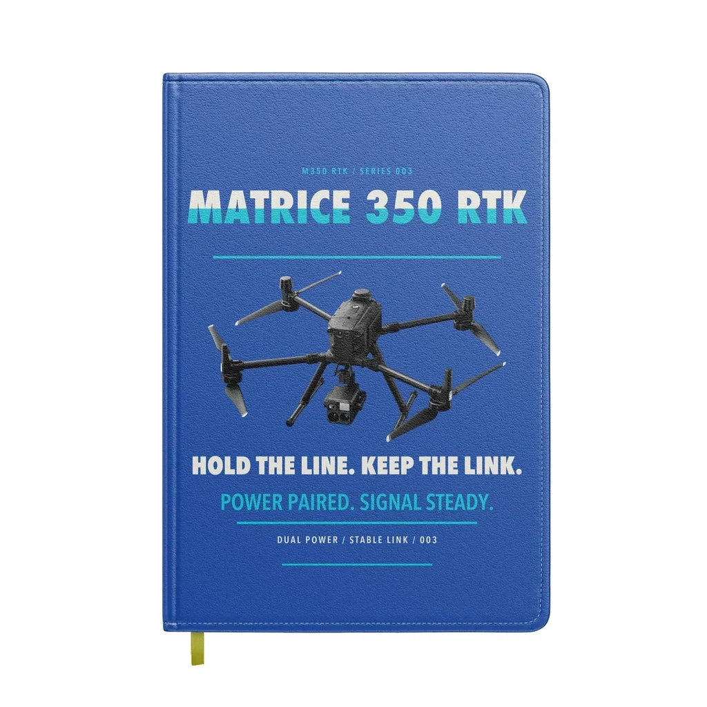 DJI Matrice 350 RTK design on blue notebook
