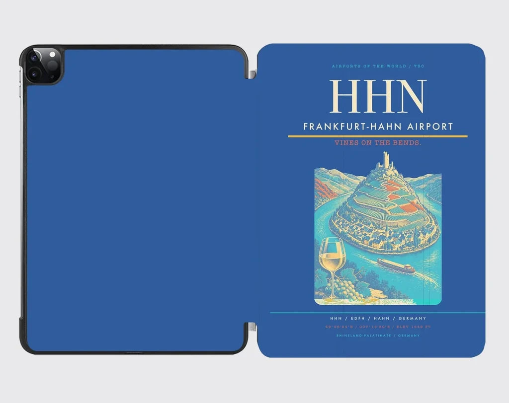 Frankfurt-Hahn Airport (HHN) design on blue ipad tablet case