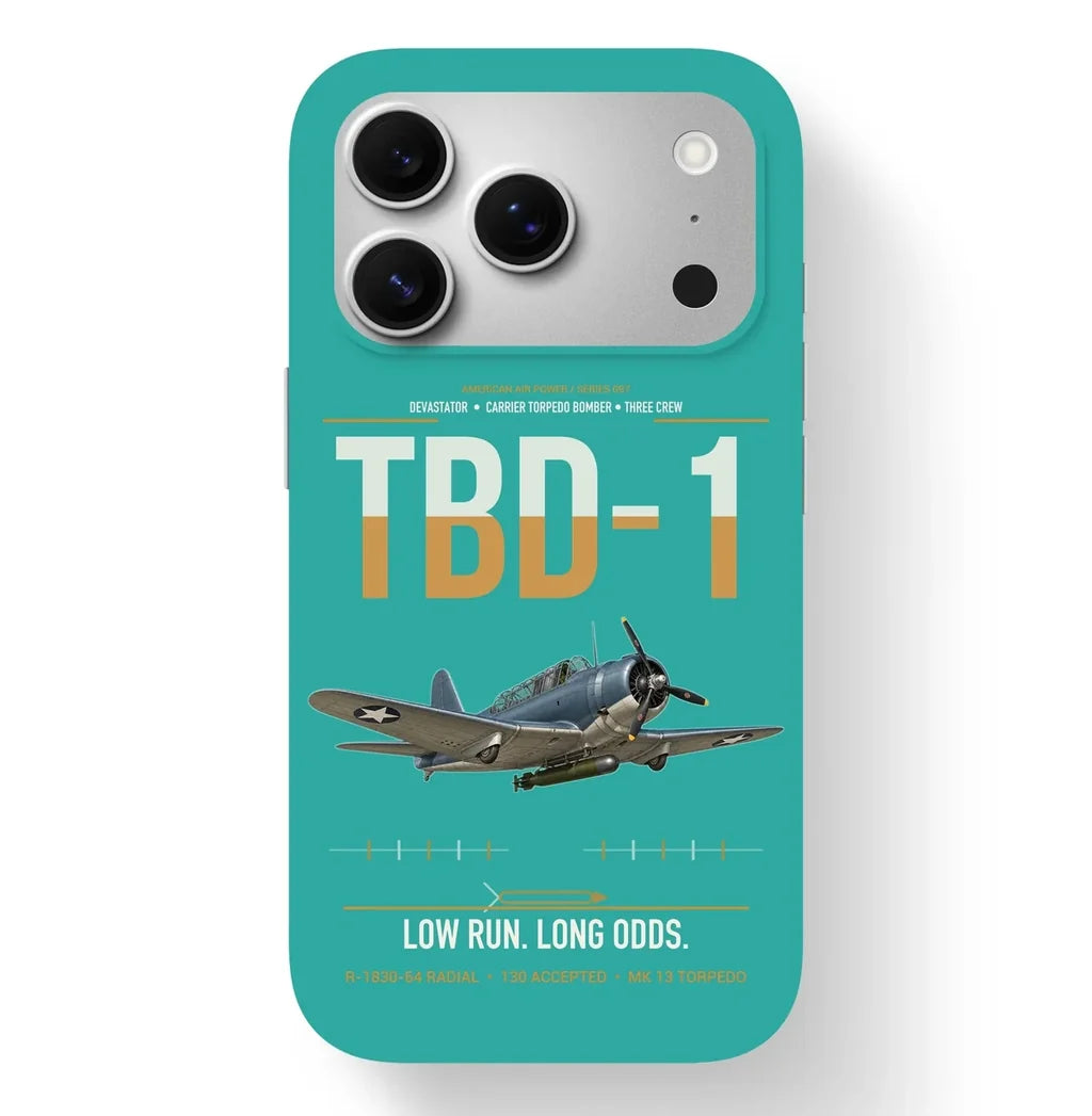 TBD-1 Devastator design on turquoise magsafe iphone case, for iPhone 17 Pro