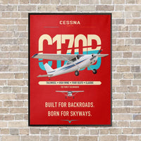 Thumbnail for Cessna 170B vertical canvas print - framed - red background