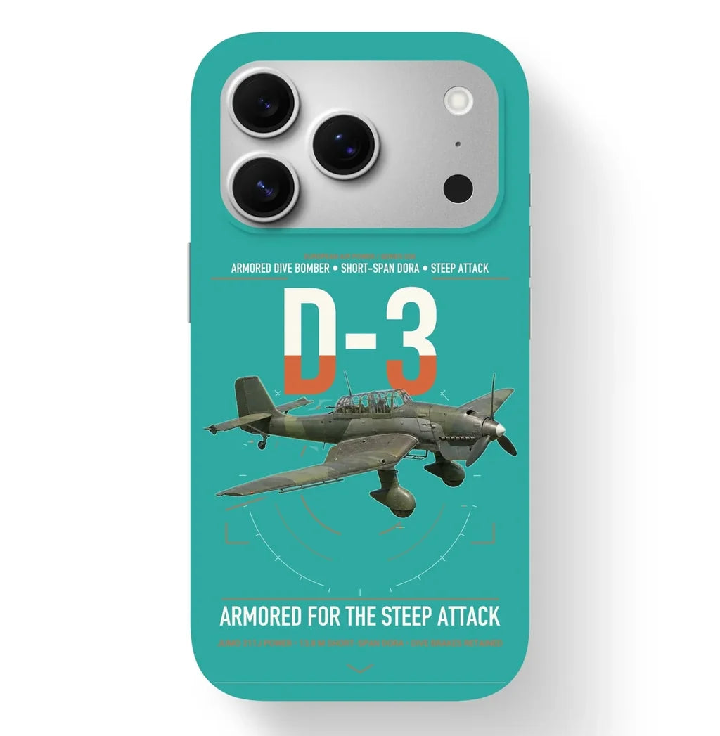 Junkers Ju 87D-3 design on turquoise magsafe iphone case, for iPhone 17 Pro