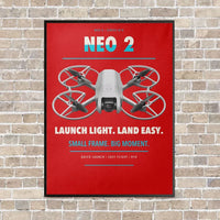 Thumbnail for DJI Neo 2 vertical canvas print - framed - red background