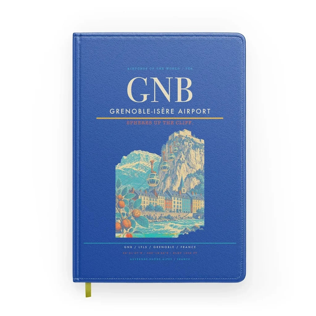 Grenoble-Isère Airport (GNB) design on blue notebook