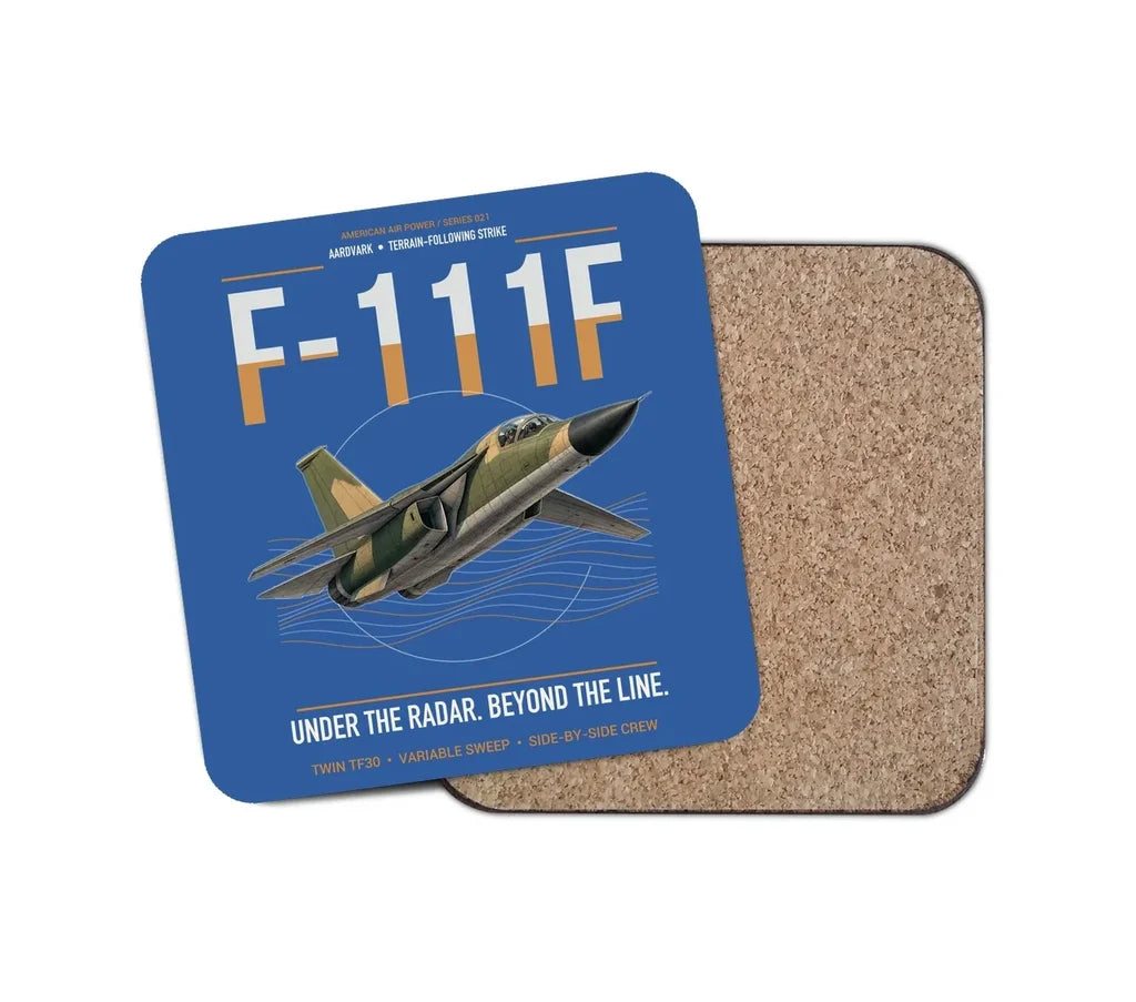 F-111F Aardvark design on blue 1 piece coaster