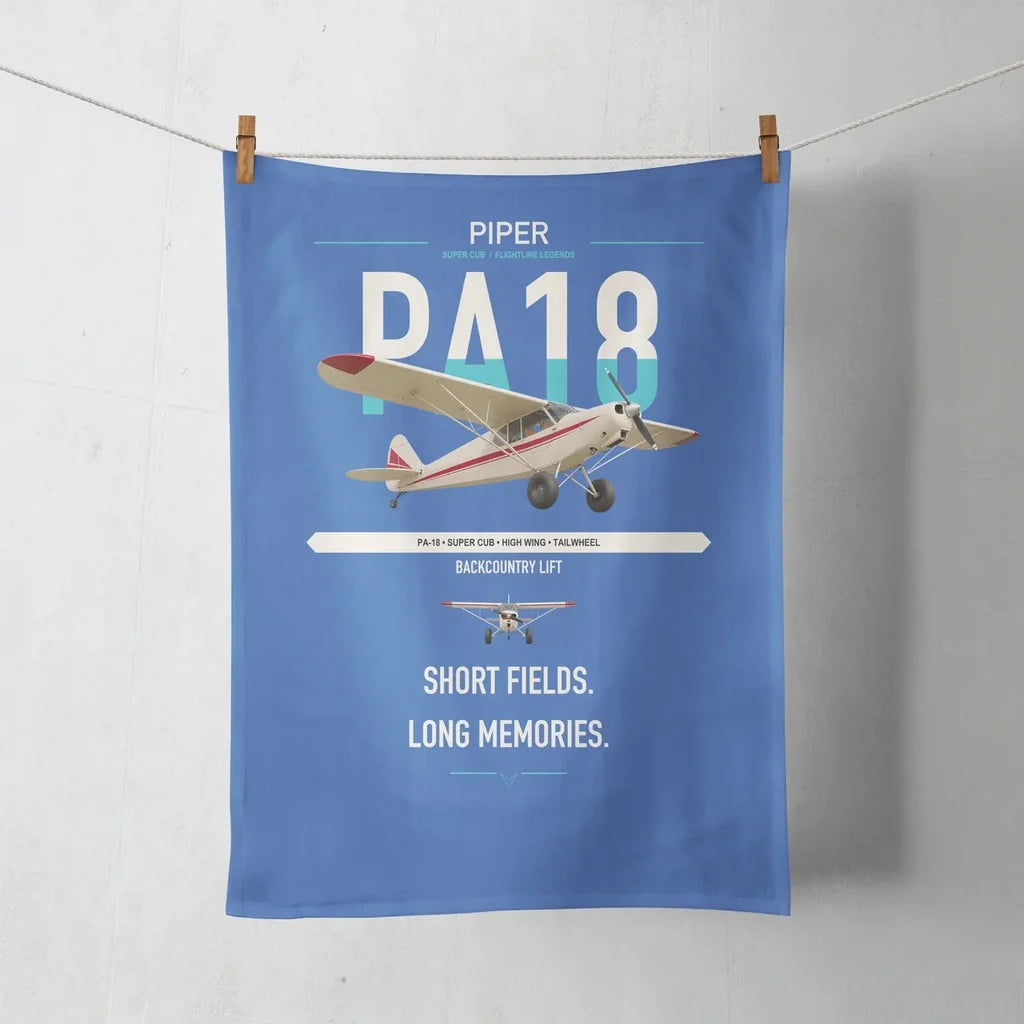 Piper PA-18 Super Cub design on blue towel