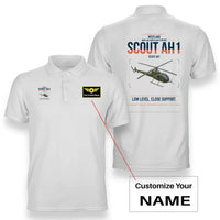 Thumbnail for Westland Scout AH1 design on white+name double-side polo t-shirt, double-side print