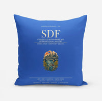 Thumbnail for Louisville Muhammad Ali International Airport (SDF) design on blue pillow