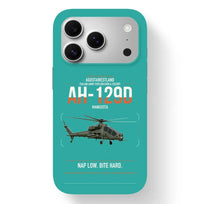 Thumbnail for AgustaWestland AH-129D Mangusta design on turquoise magsafe iphone case, for iPhone 17 Pro