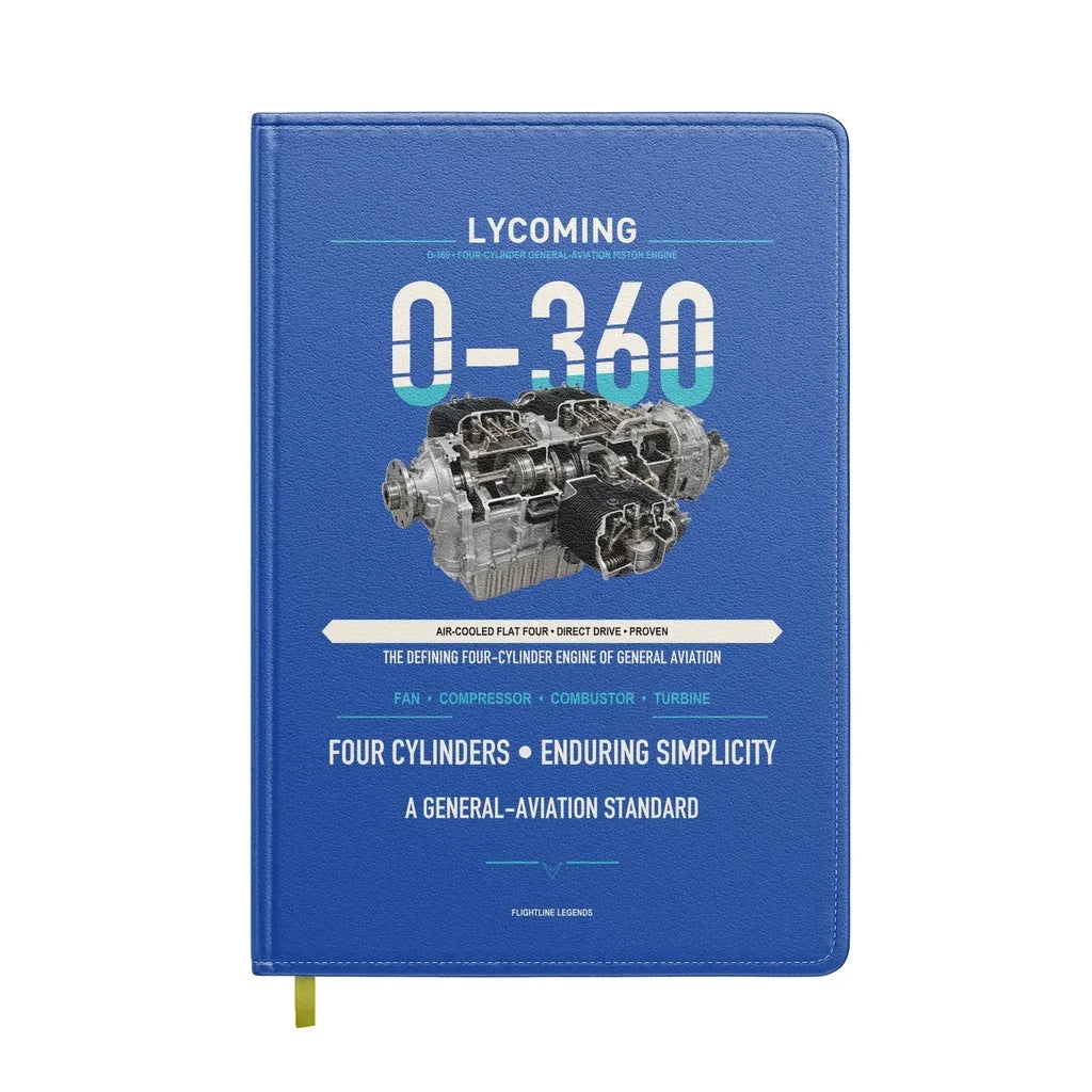 O-360 design on blue notebook