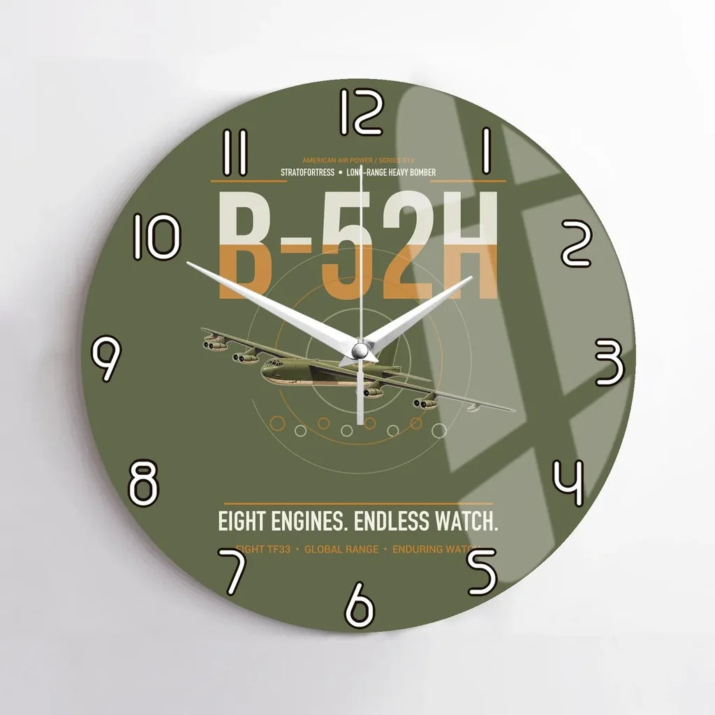 B-52H Stratofortress design on green army no frame wall clock
