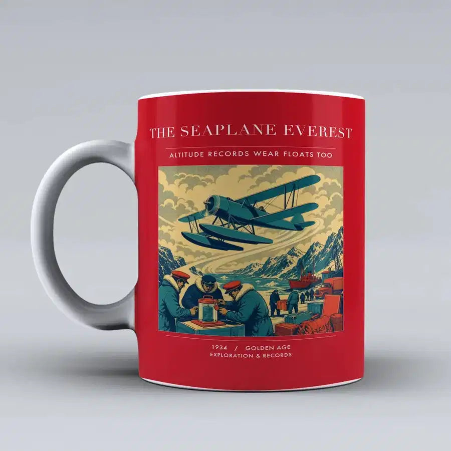 VINTAGE G4296 - The Seaplane Everest - Ceramic Mug design on red