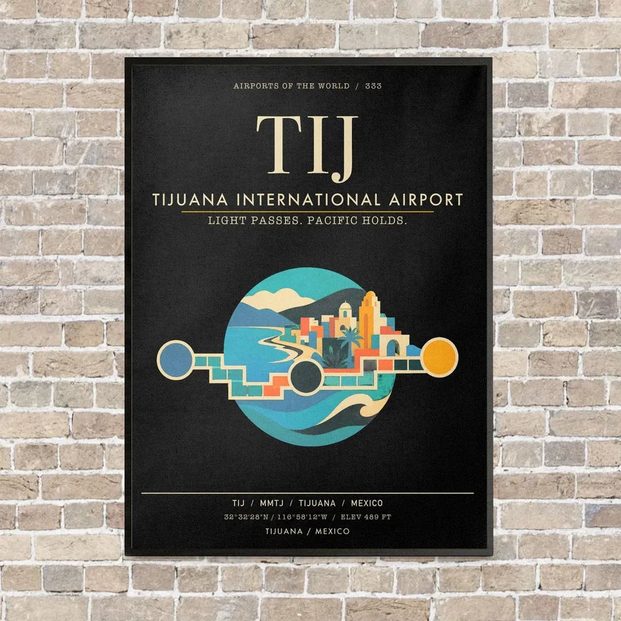 Tijuana International Airport TIJ - Canvas Framed - Black