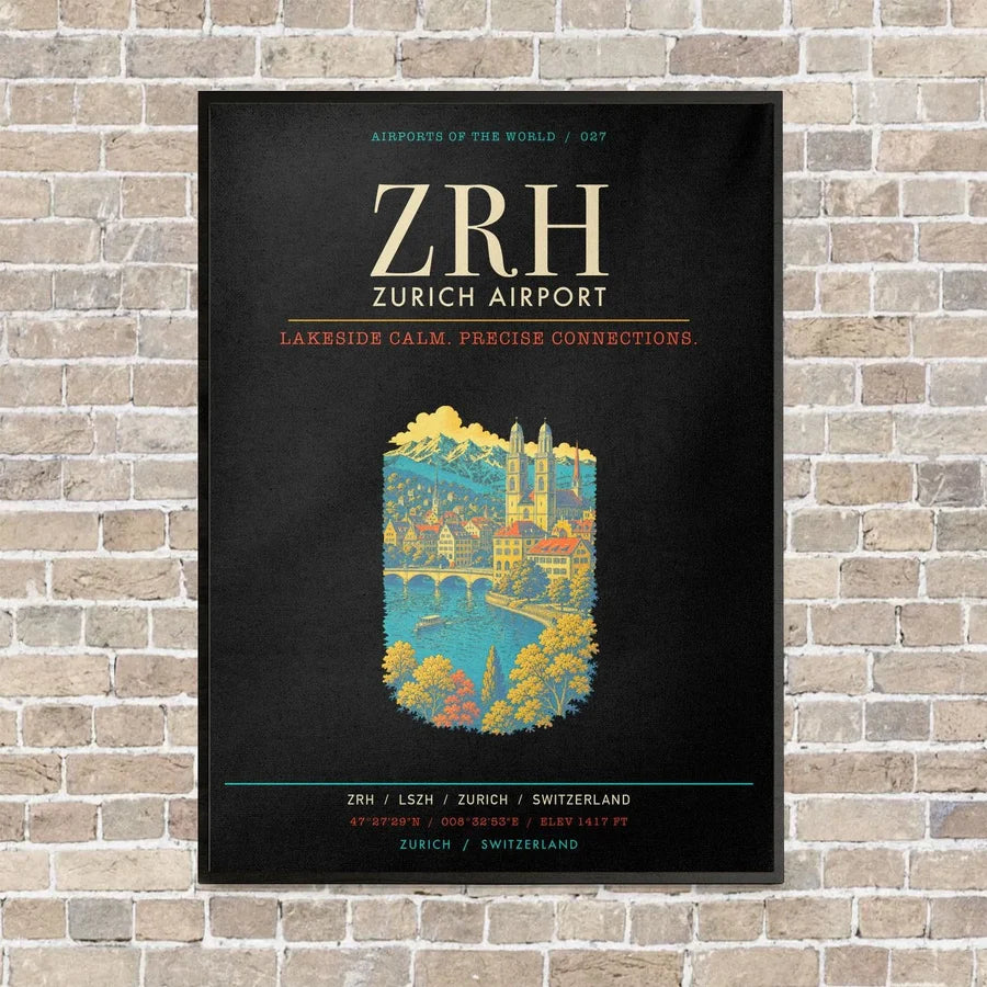 Zurich Airport ZRH - Canvas Framed - Black