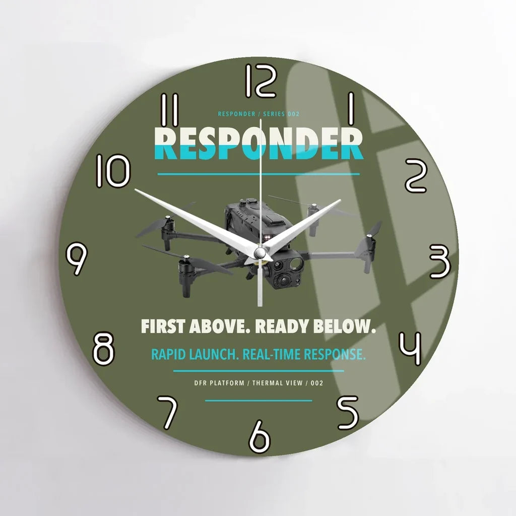 BRINC Responder design on green army no frame wall clock