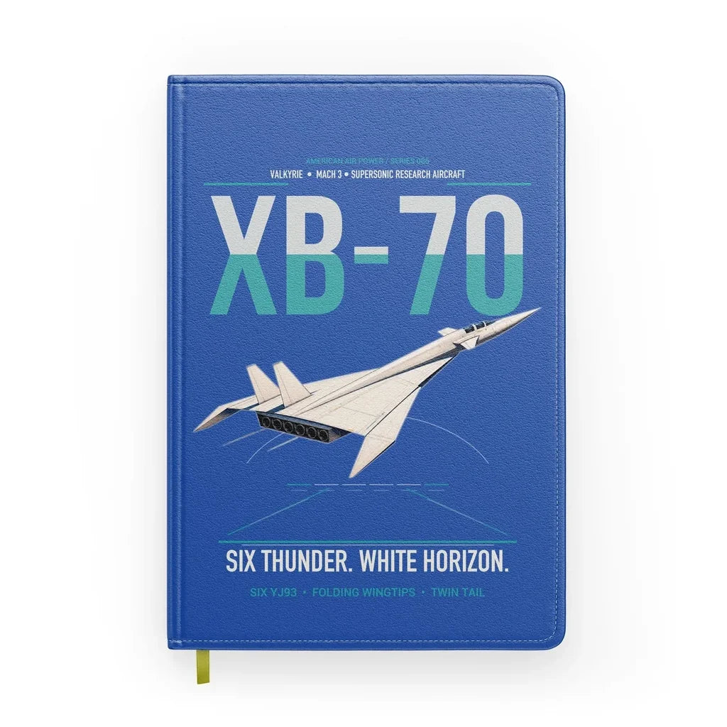 XB-70A Valkyrie design on blue notebook