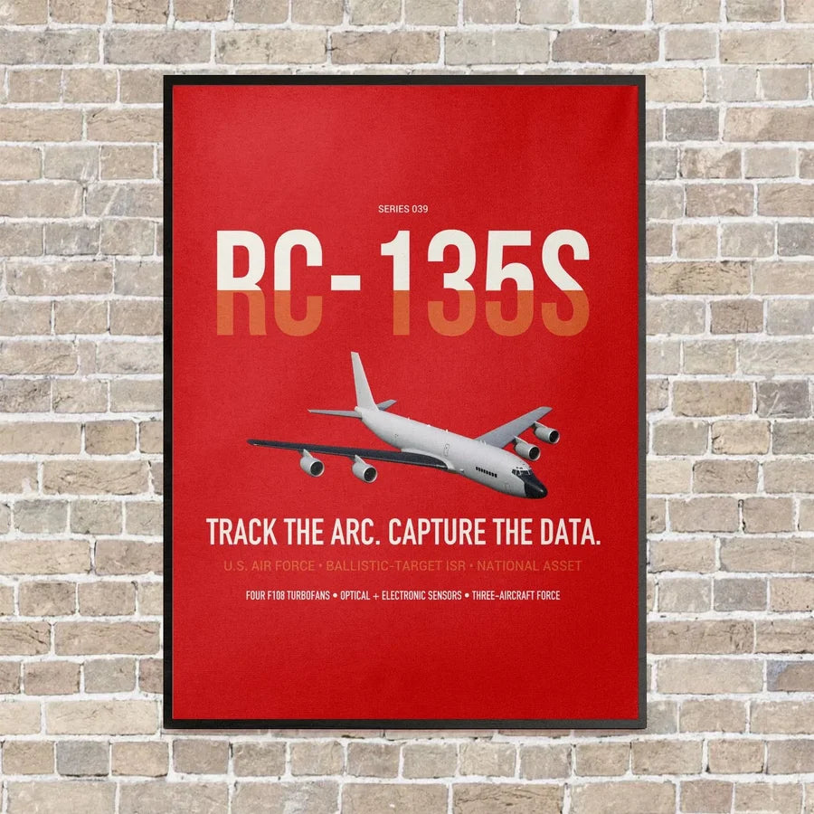 RC-135S Cobra Ball vertical canvas print - framed - red background