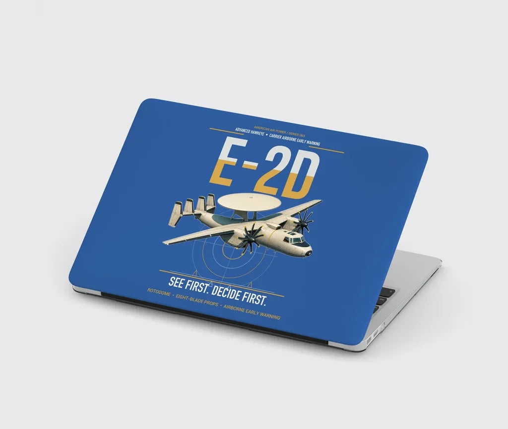 E-2D Advanced Hawkeye design on blue MacBook case