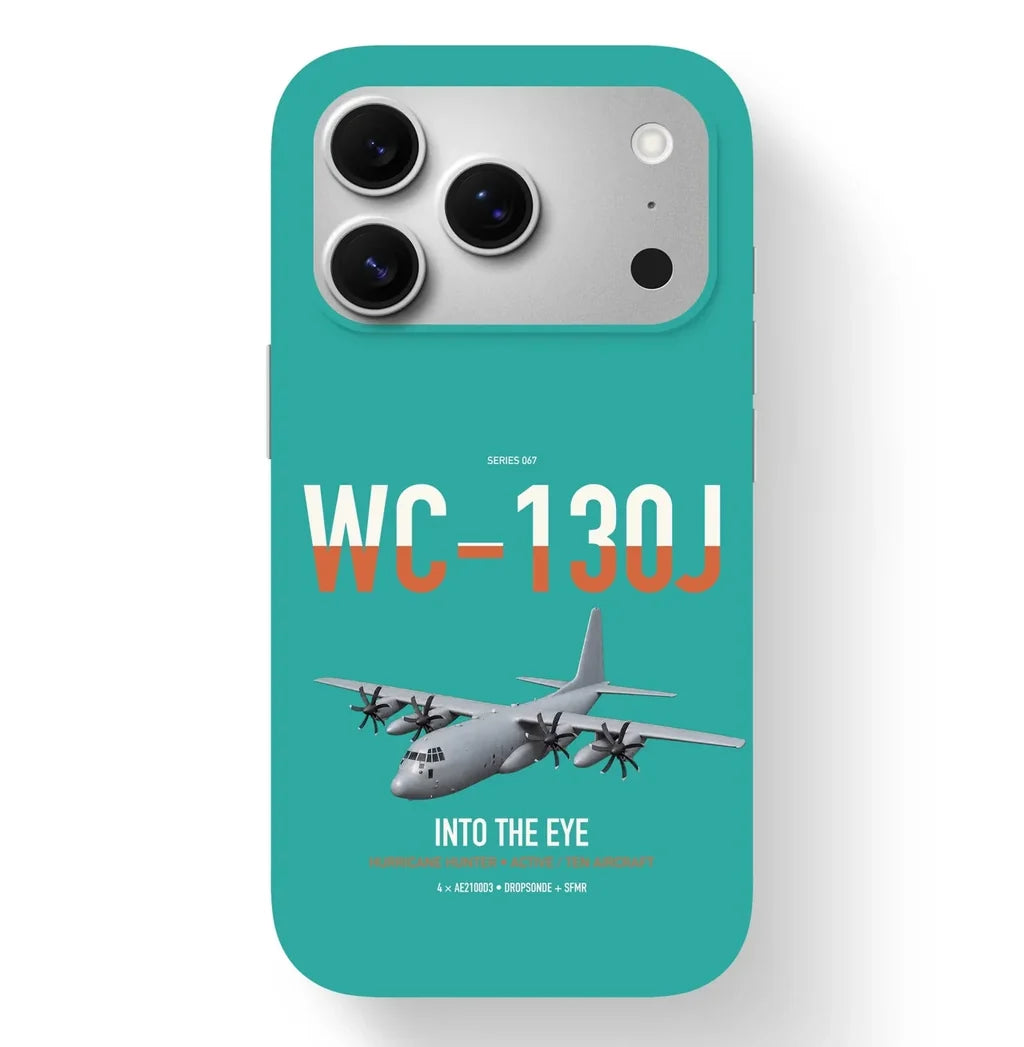 WC-130J Hurricane Hunter design on turquoise magsafe iphone case, for iPhone 17 Pro