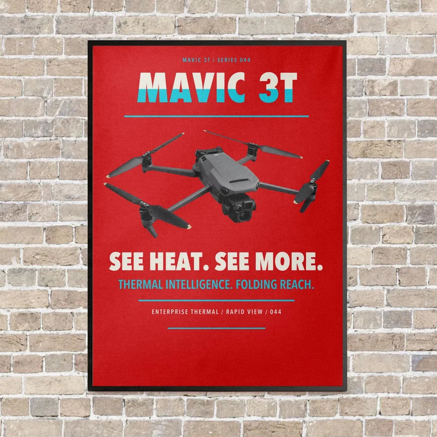 DJI Mavic 3 Thermal vertical canvas print - framed - red background
