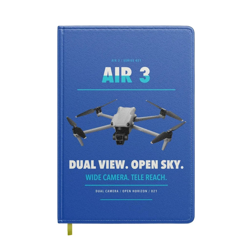 DJI Air 3 design on blue notebook