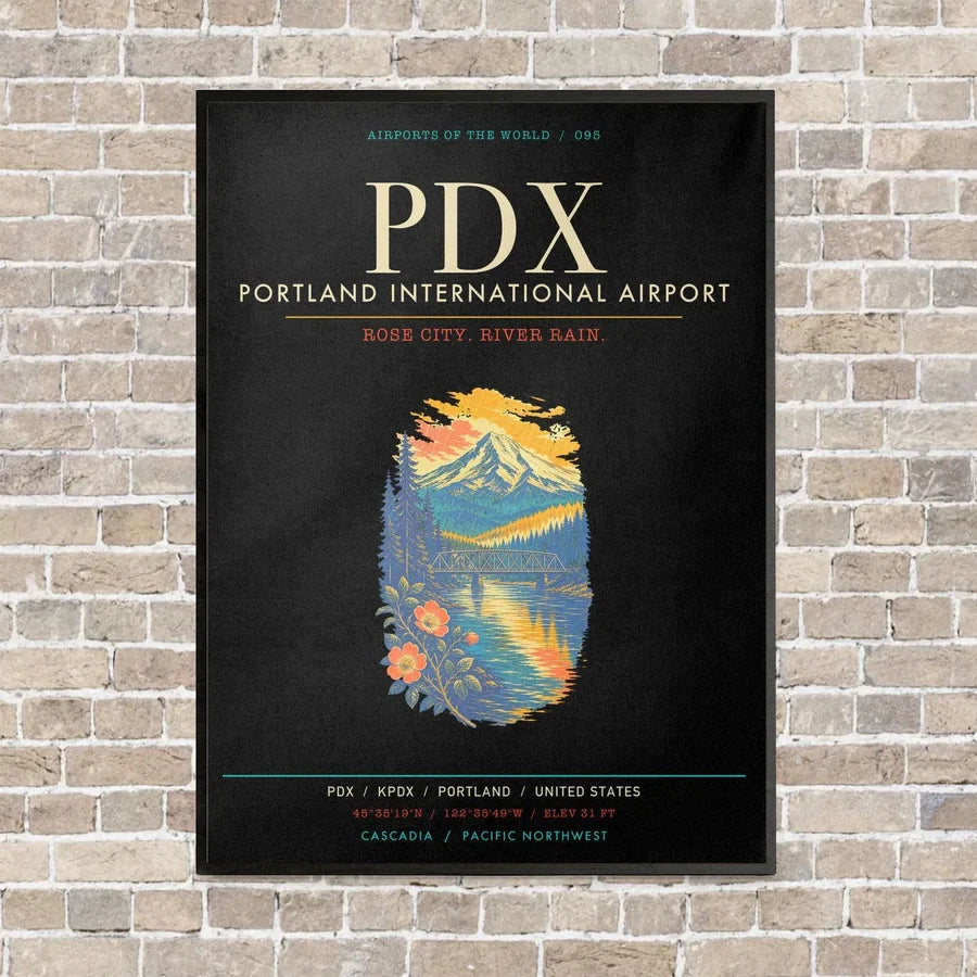 Portland International Airport PDX - Canvas Framed - Black